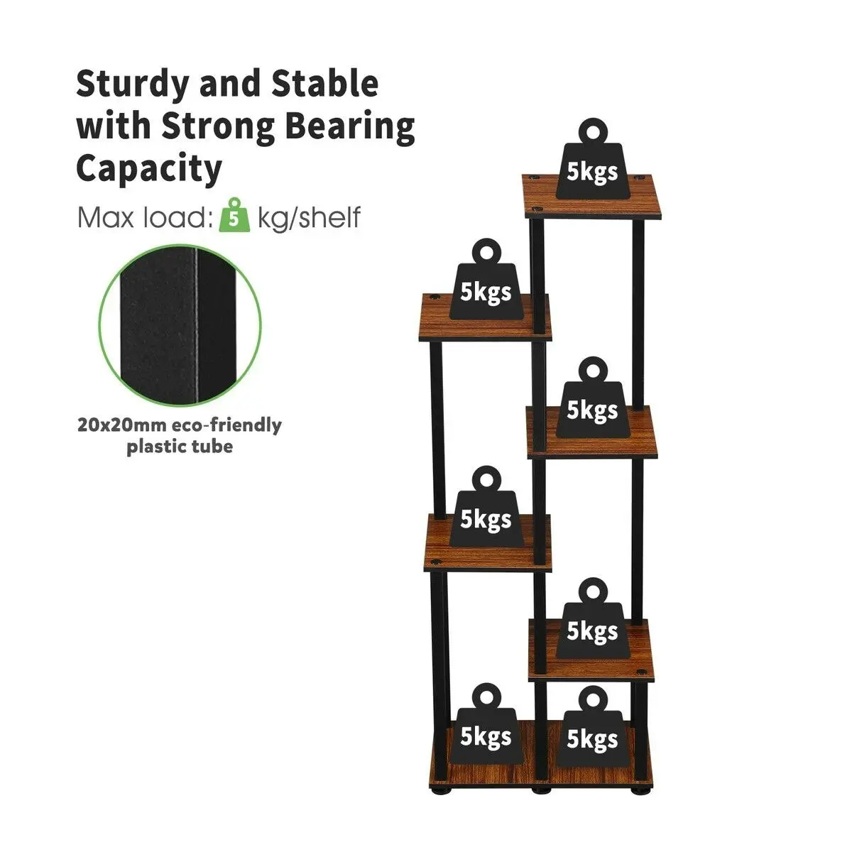 Ausway 6 Tier Plant Pots Stand Flower Corner Shelf Bookshelf Holder Potted Shelves Outdoor Indoor Garden Tiered Display Unit Storage Rack