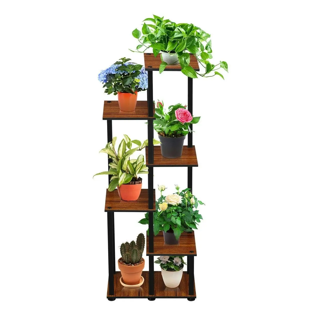 Ausway 6 Tier Plant Pots Stand Flower Corner Shelf Bookshelf Holder Potted Shelves Outdoor Indoor Garden Tiered Display Unit Storage Rack