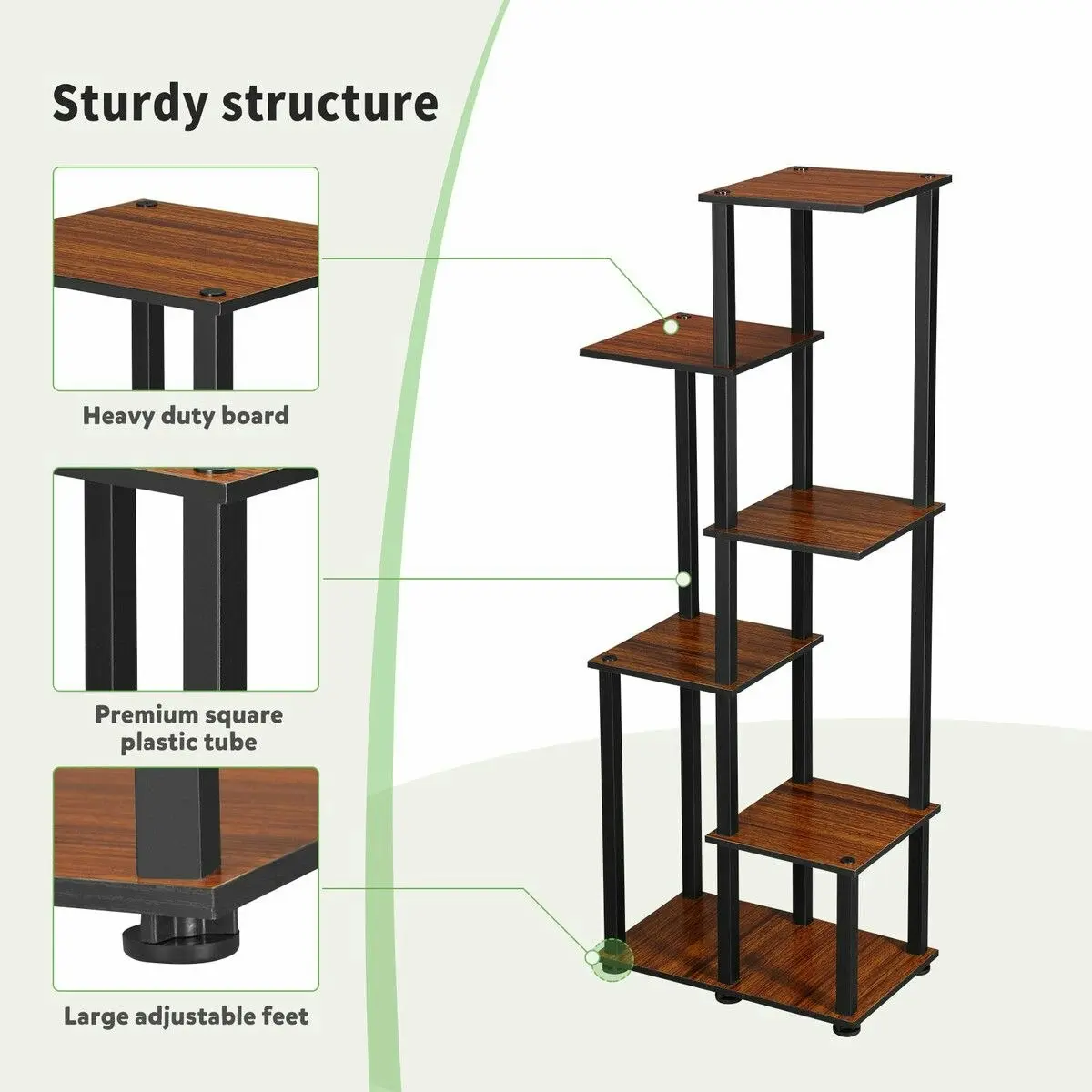 Ausway 6 Tier Plant Pots Stand Flower Corner Shelf Bookshelf Holder Potted Shelves Outdoor Indoor Garden Tiered Display Unit Storage Rack