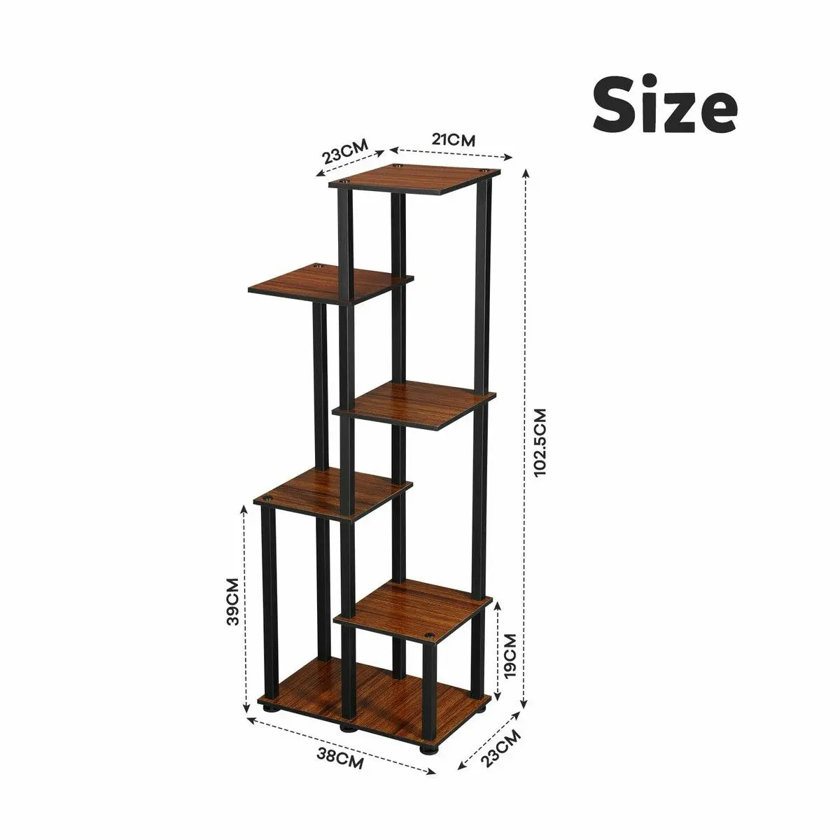 Ausway 6 Tier Plant Pots Stand Flower Corner Shelf Bookshelf Holder Potted Shelves Outdoor Indoor Garden Tiered Display Unit Storage Rack