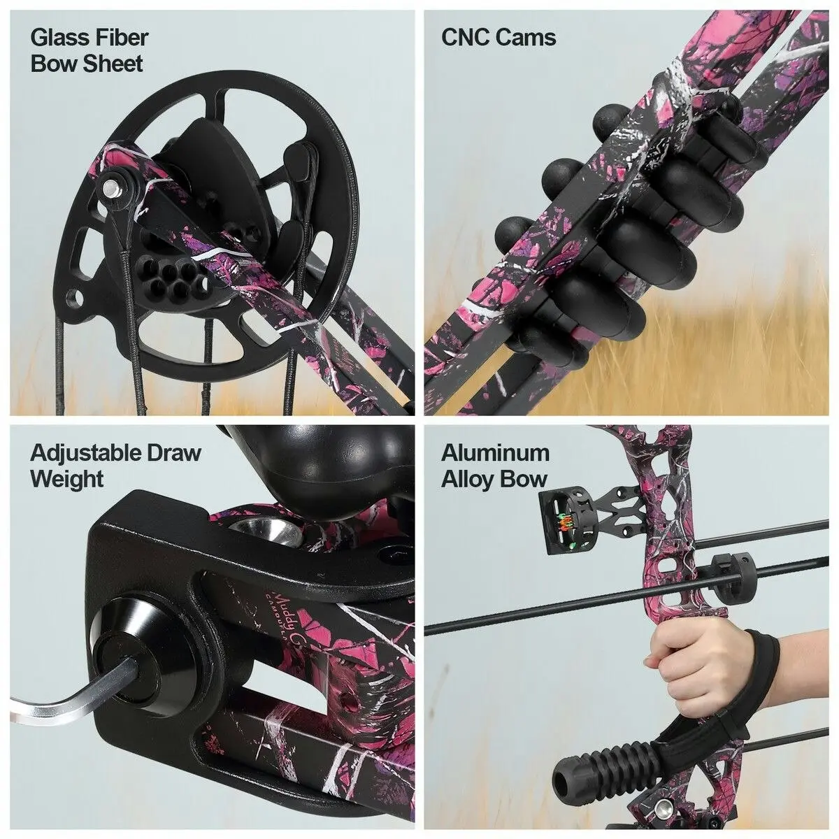 Ausway Compound Bow Arrows Set Archery Equipment Hunting Target Shooting Sports Practice Kit 20-55lbs RH Adjustable 310fps Speed Adult Beginner Master