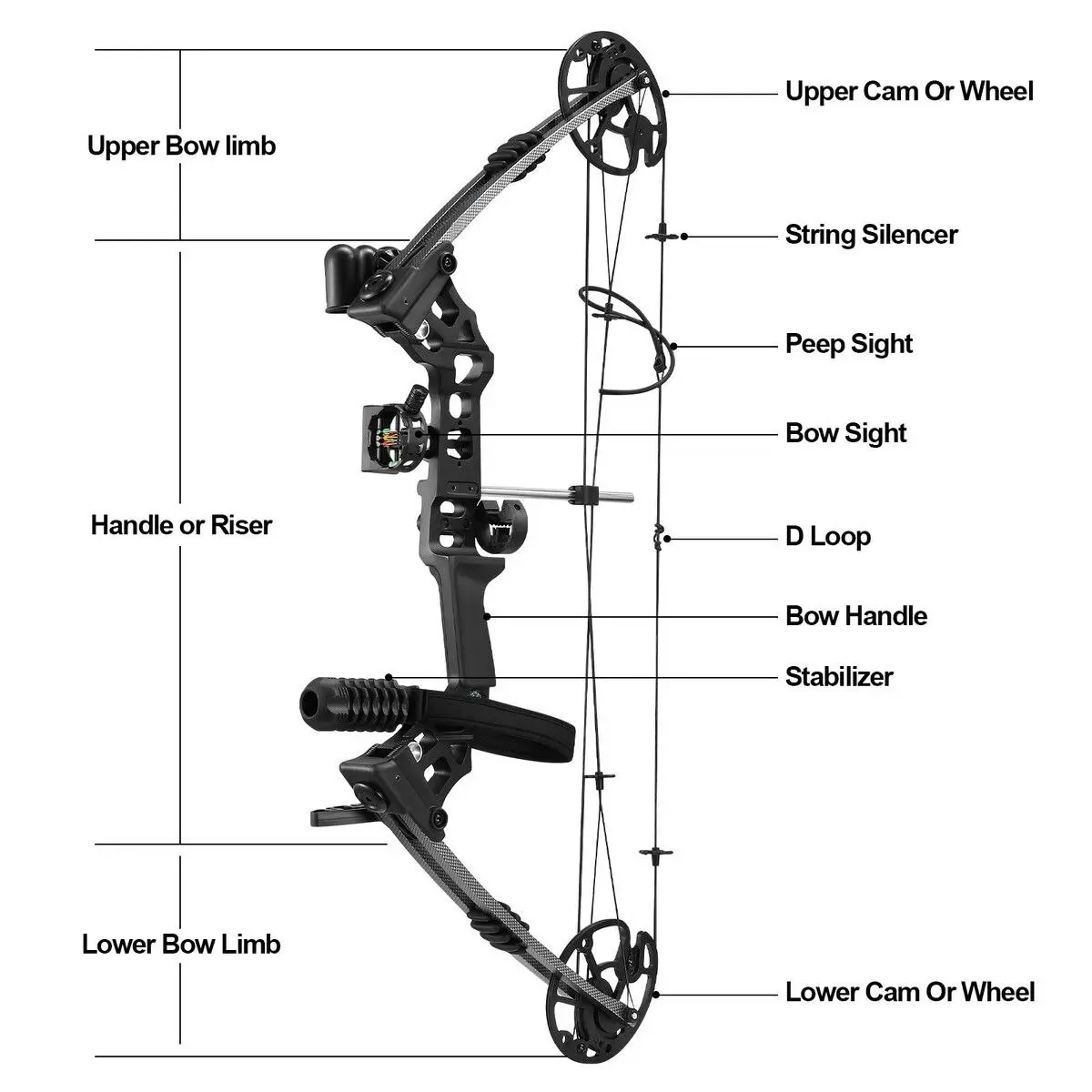 Ausway Compound Bow Arrow Set Sports Archery Hunting Target Shooting 20-70lbs Right Handed Adjustable for Beginners Masters Black