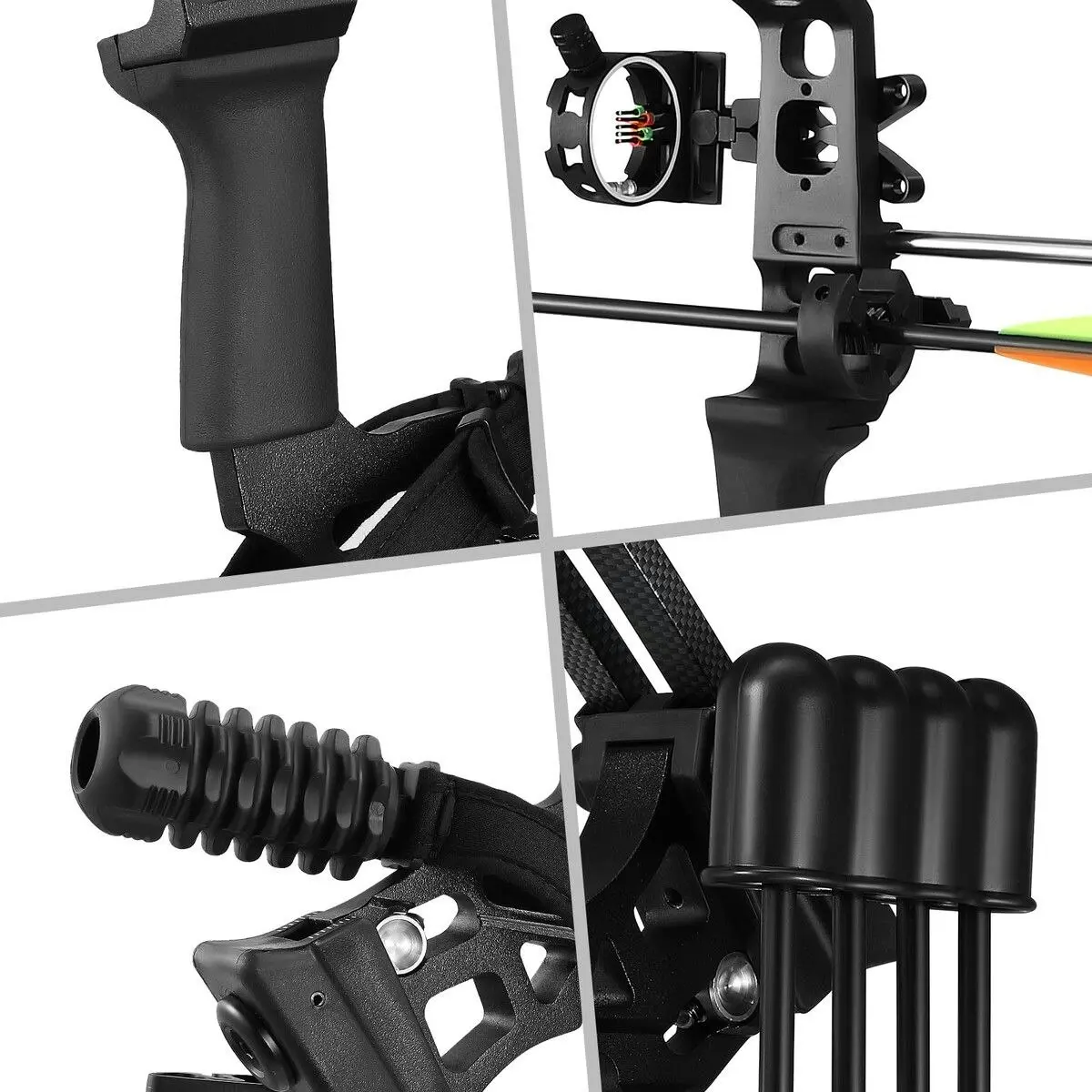 Ausway Compound Bow Arrow Set Sports Archery Hunting Target Shooting 20-70lbs Right Handed Adjustable for Beginners Masters Black