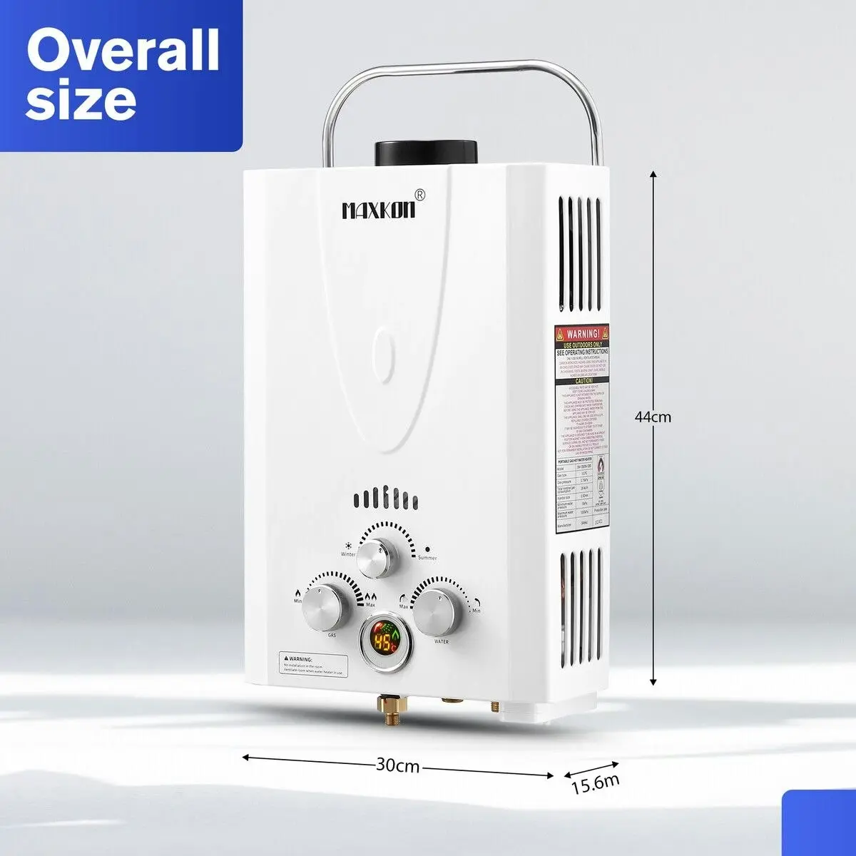 Maxkon  Gas Water Heater 9 in 1 10L Outdoor Portable Camping Shower Instant Hot Heating System White with Pump