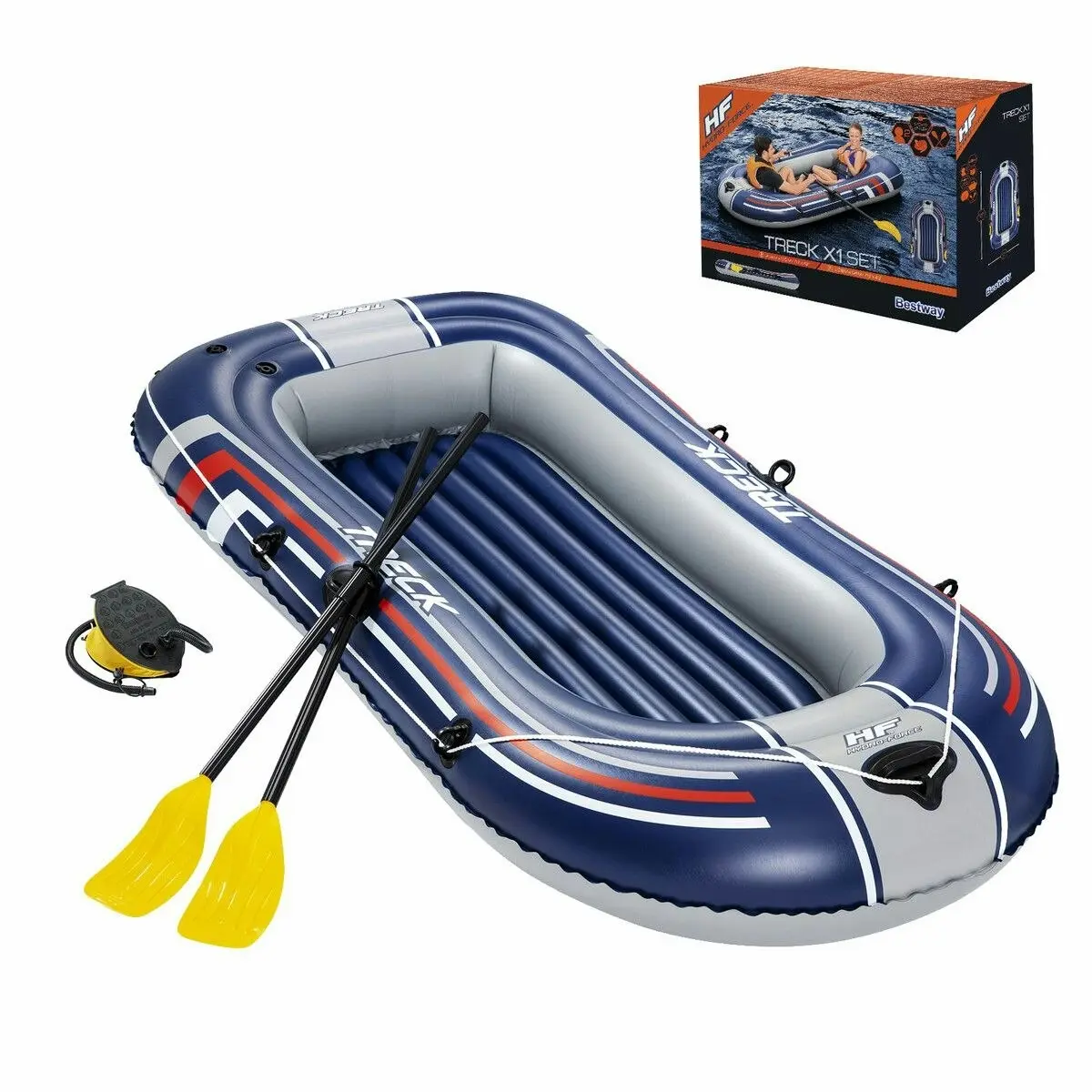 Bestway  Inflatable Boat Set 2.28m X 1.21m Floating Raft Blow Up Canoe Watercraft Vessel With Oars and Pump