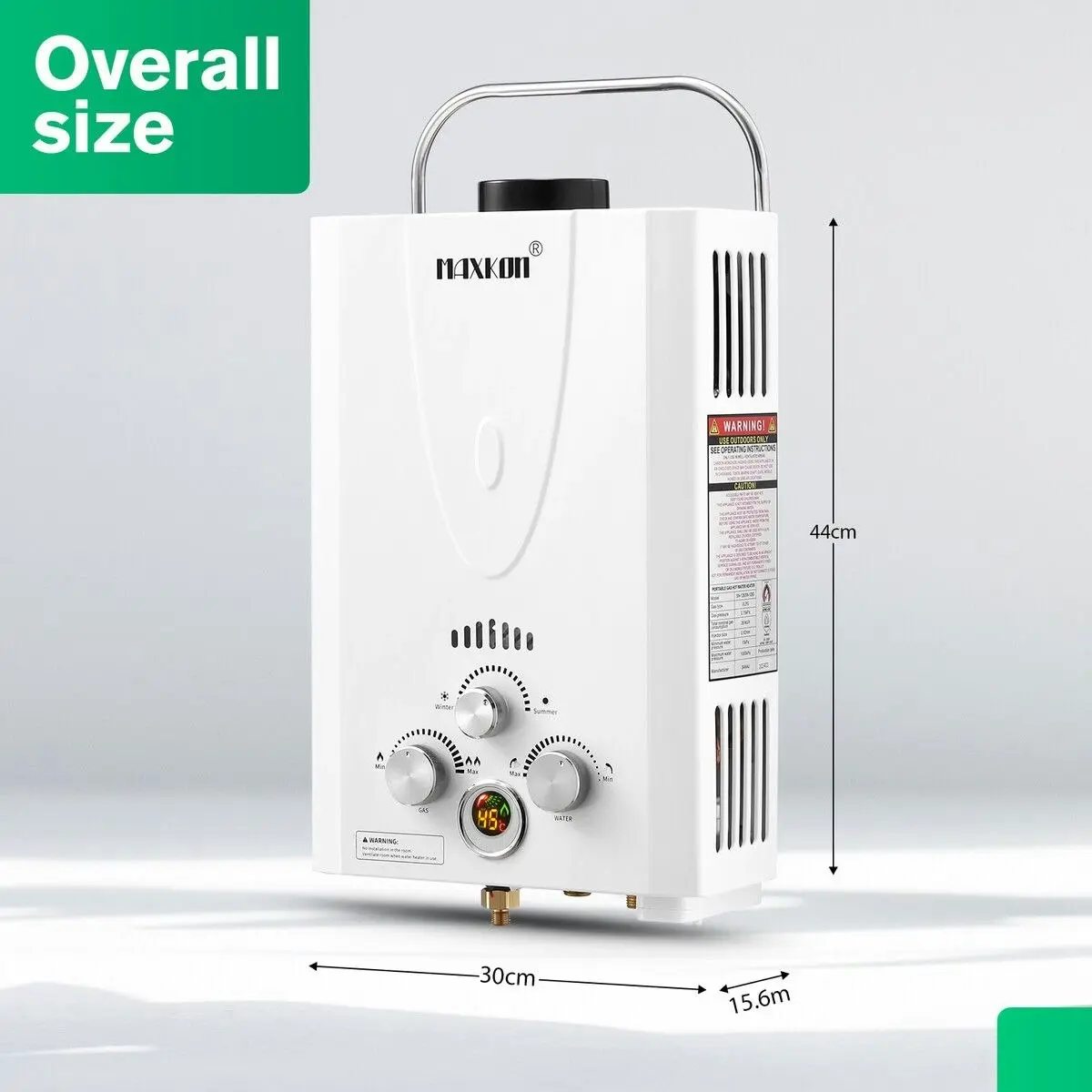 Maxkon  Gas Water Heater 7 in 1 10L Outdoor Portable Camping Shower Instant Hot Heating System White