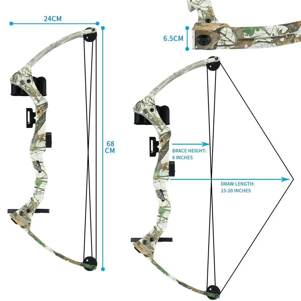 Ausway Compound Bow Arrow Set 15-20lbs Archery Sports Hunting Target Shooting RH Adjustable Speed for Youth Beginner Practice Camo