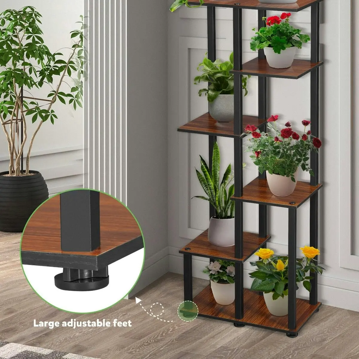 Ausway 6 Tier Plant Pots Stand Corner Potted Flower Shelf Unit Holder Bookshelf Garden Indoor Outdoor Tiered Display Storage Shelves Rack