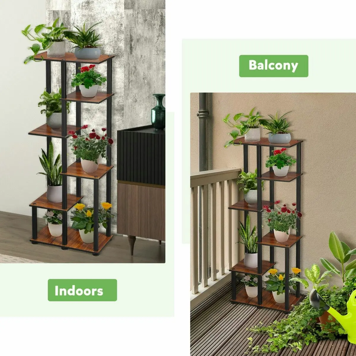 Ausway 6 Tier Plant Pots Stand Corner Potted Flower Shelf Unit Holder Bookshelf Garden Indoor Outdoor Tiered Display Storage Shelves Rack