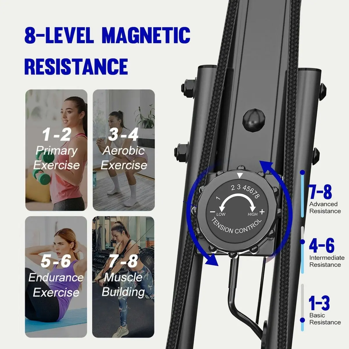 Genki  Exercise Bike 4in1 Foldable Bicycle Home Gym Equipment Magnetic Indoor Cycling Trainer Adjustable Resistance LCD Screen