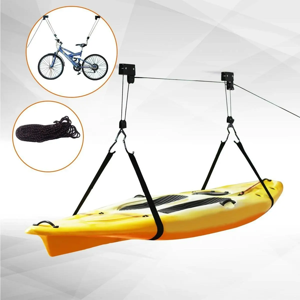 Ausway Kayak Ceiling Hoist Pulley System Bike Hanger Bicycle Holder Garage Storage Rack