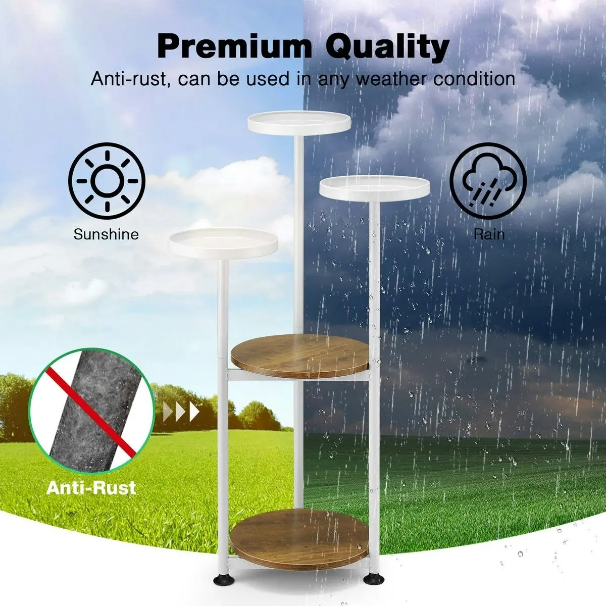 Ausway 5 Tier Plant Pot Stand Metal Corner Flower Holder Shelf Display Unit Indoor Outdoor Shelves Garden Rack