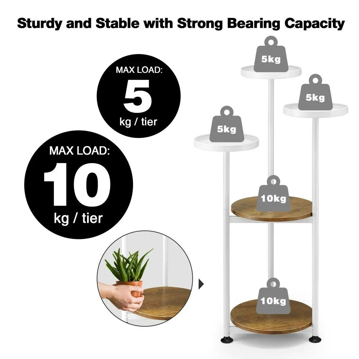 Ausway 5 Tier Plant Pot Stand Metal Corner Flower Holder Shelf Display Unit Indoor Outdoor Shelves Garden Rack