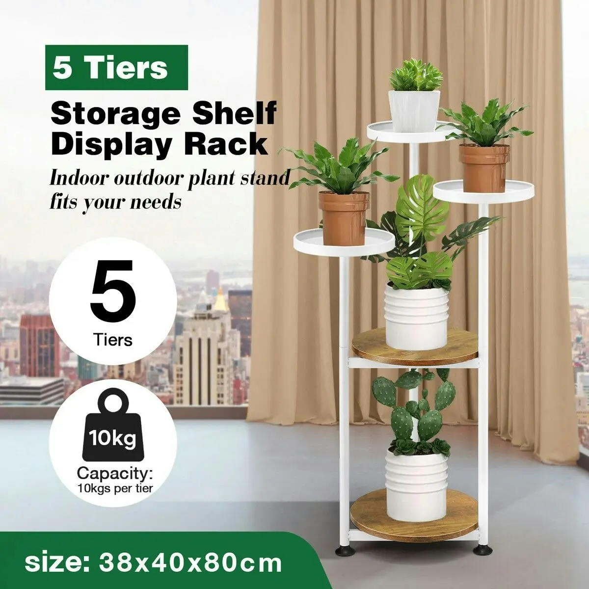 Ausway 5 Tier Plant Pot Stand Metal Corner Flower Holder Shelf Display Unit Indoor Outdoor Shelves Garden Rack