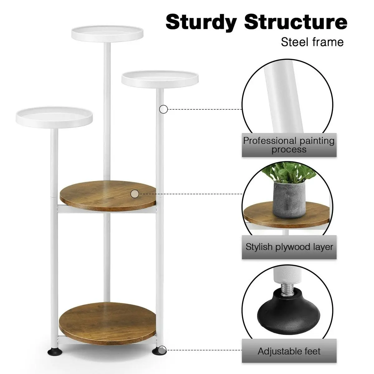 Ausway 5 Tier Plant Pot Stand Metal Corner Flower Holder Shelf Display Unit Indoor Outdoor Shelves Garden Rack