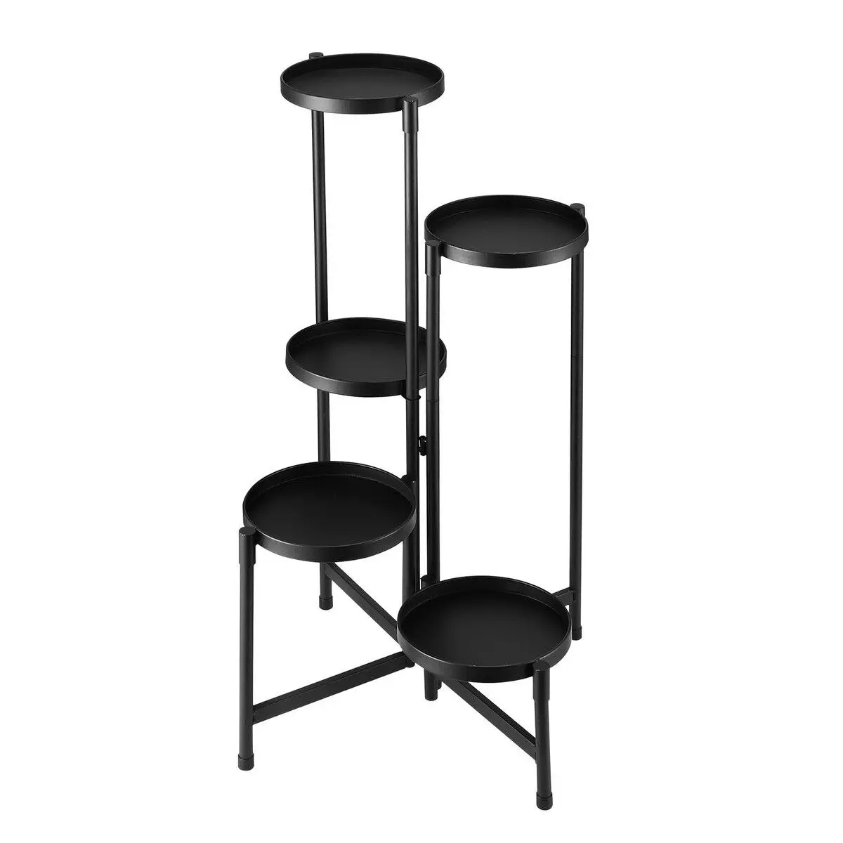 Ausway 5 Tier Plant Pot Stand Metal Foldable Flower Holder Corner Shelf Display Unit Indoor Outdoor Garden Shelves Storage Rack