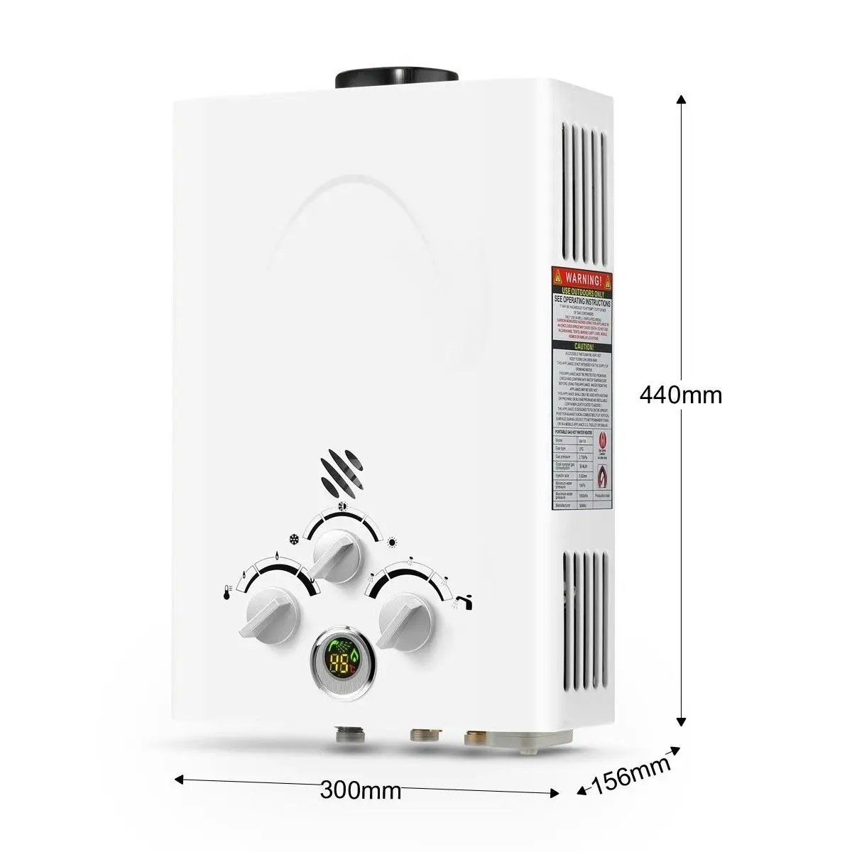 Maxkon  520L per Hr Portable Outdoor Gas Water Heater Instant Shower – White