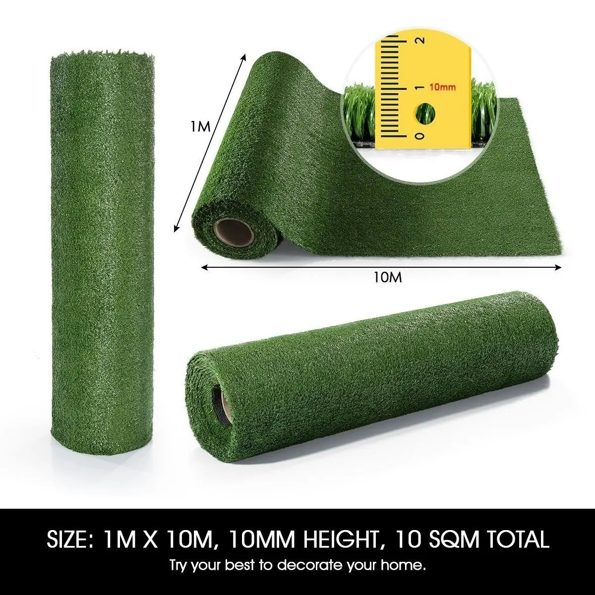 Edengrass  1Mx10M 12mm Artificial Grass Synthetic Turf Fake Lawn