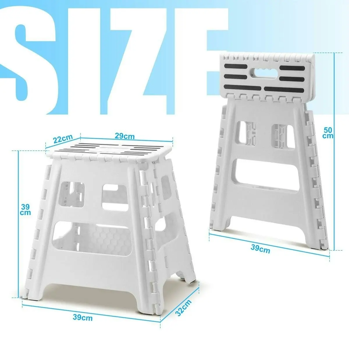 Ausway White Foldable Step Stool with Handle Footstool Plastic Childrens Chair Portable Helper Kitchen Potty Bathroom 29x22x39cm