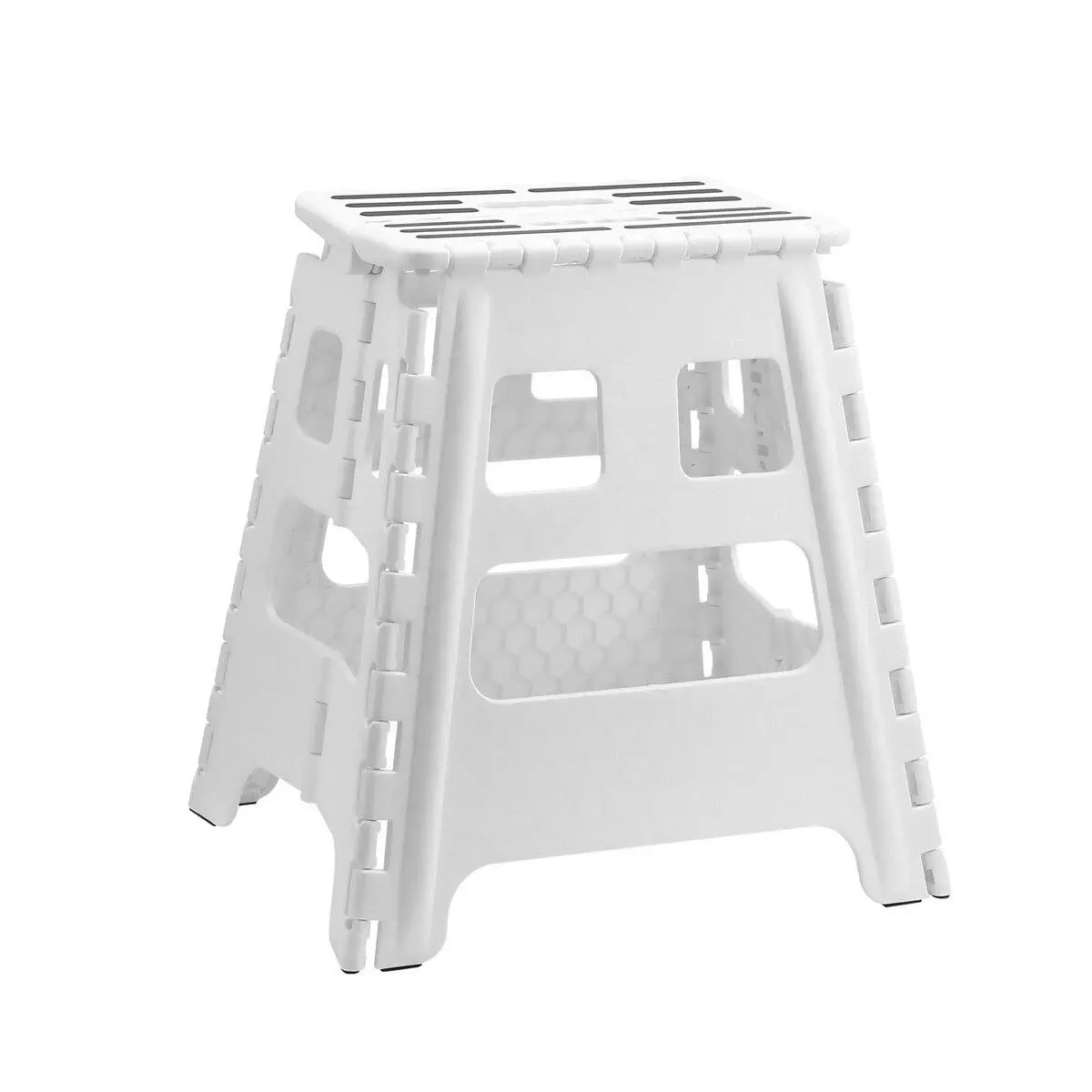 Ausway White Foldable Step Stool with Handle Footstool Plastic Childrens Chair Portable Helper Kitchen Potty Bathroom 29x22x39cm