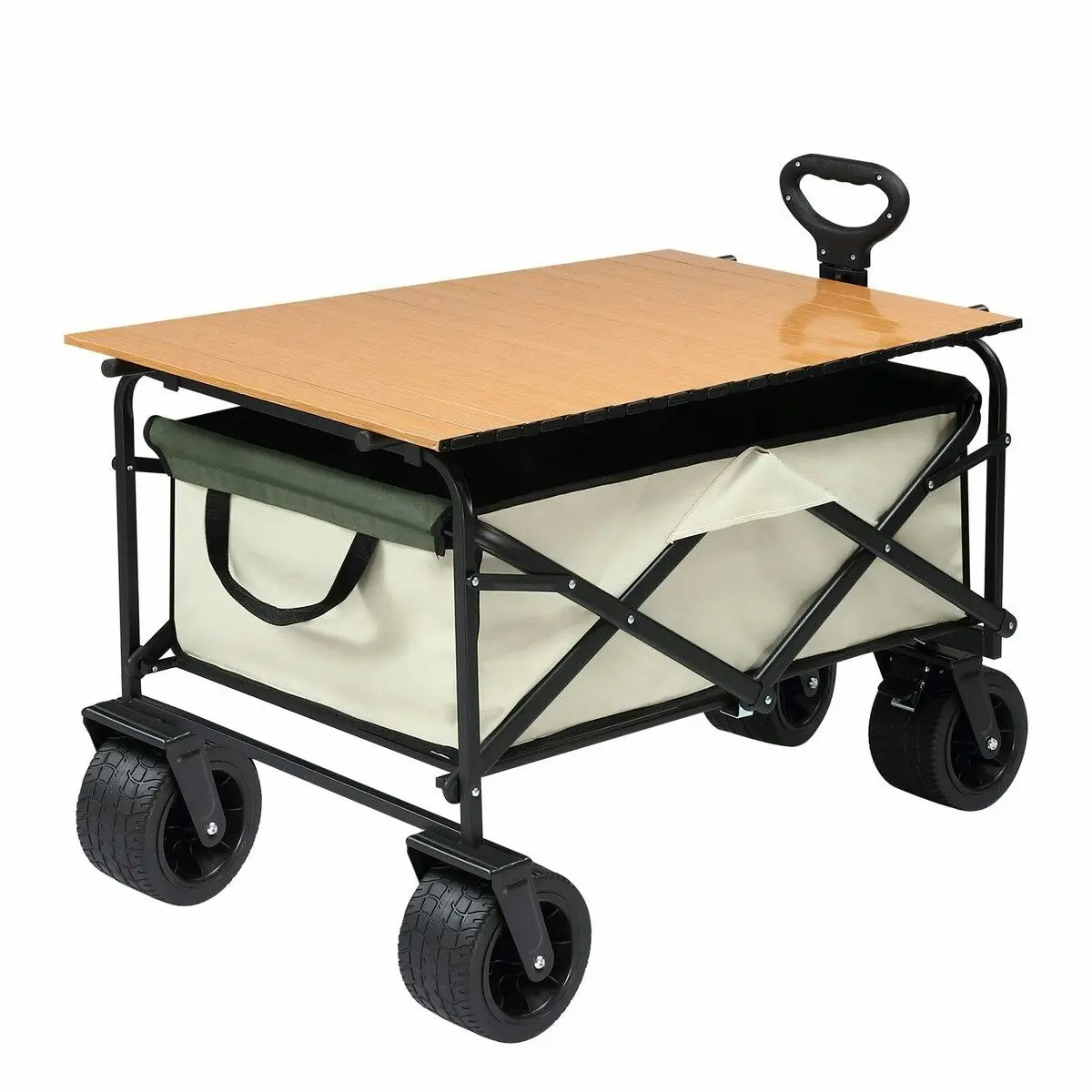 Ausway Garden Beach Cart Wagon Foldable Utility Shopping Trolley Trailer Outdoor Picnic Camping Sports Market Barrow Luggage Grocery Collapsible 150kg