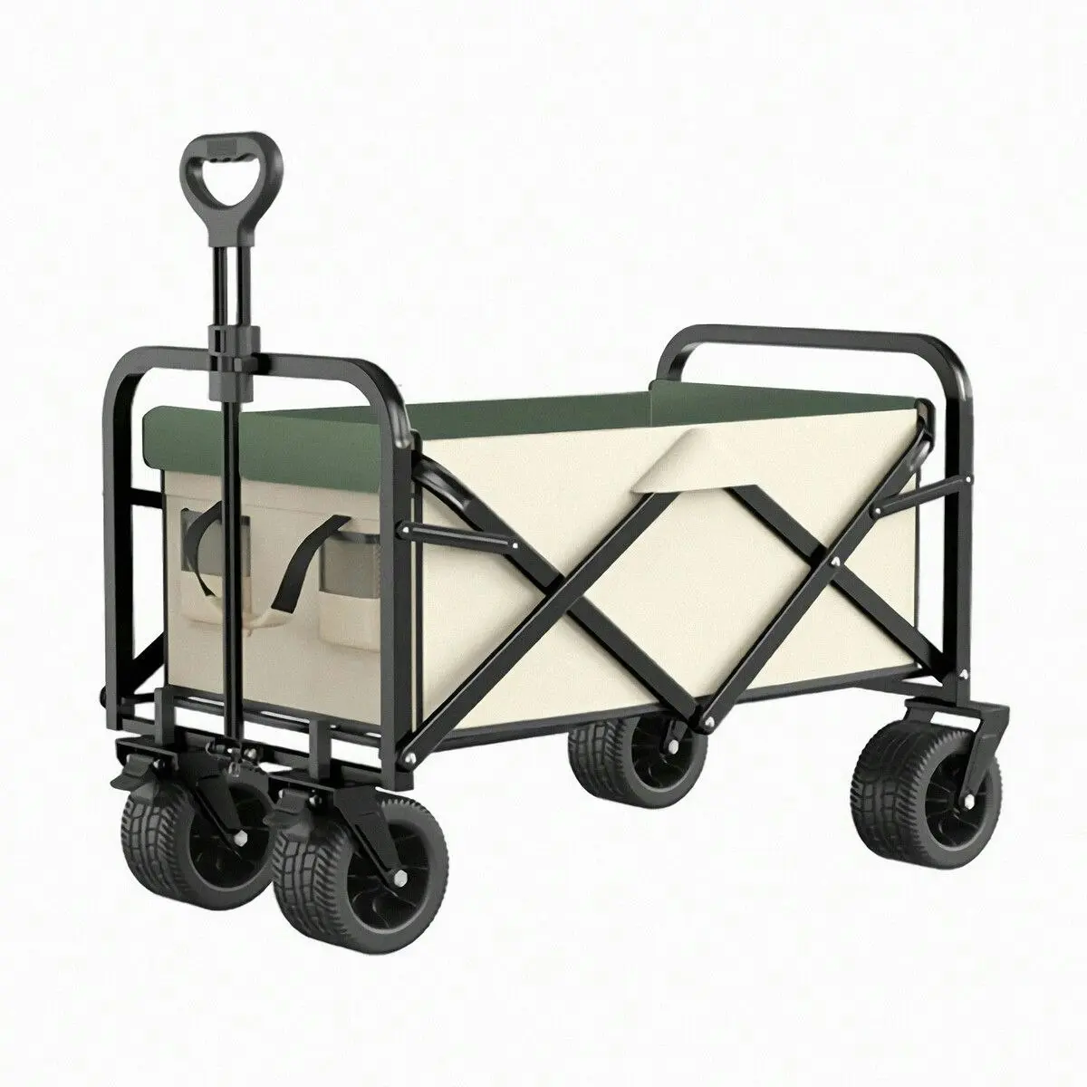 Ausway Garden Beach Cart Wagon Foldable Utility Shopping Trolley Trailer Outdoor Picnic Camping Sports Market Barrow Luggage Grocery Collapsible 150kg