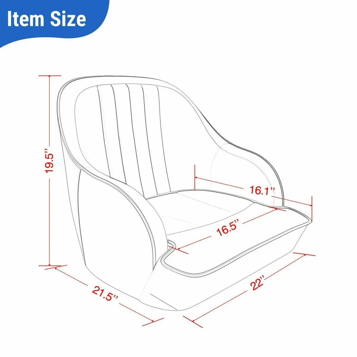 OGL  Boat Seat Chair Bucket Marine Helm Pontoon Captain Vinyl Upholstery Foam Cushion UV Water Wind Proof 19.5x22x21.5 Inches