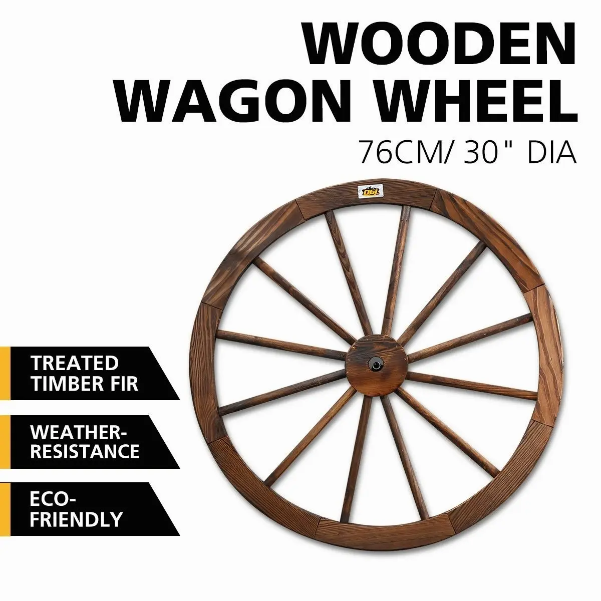 Ausway Wooden Wagon Wheel Outdoor Decoration Garden Ornaments 30" Timber