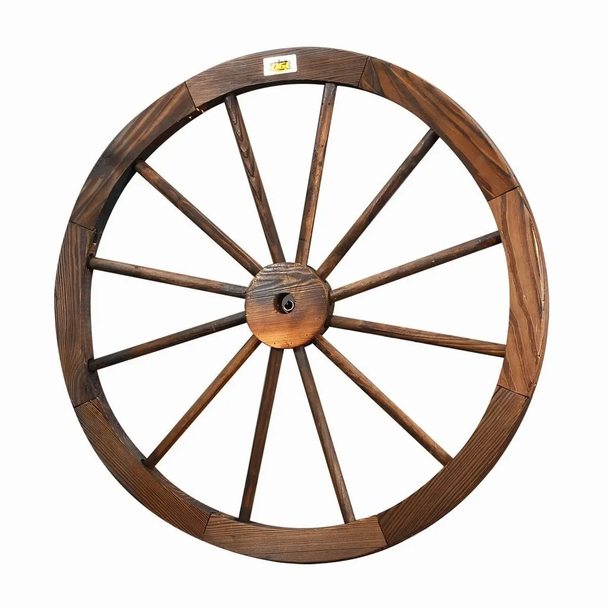 Ausway Wooden Wagon Wheel Outdoor Decoration Garden Ornaments 30" Timber