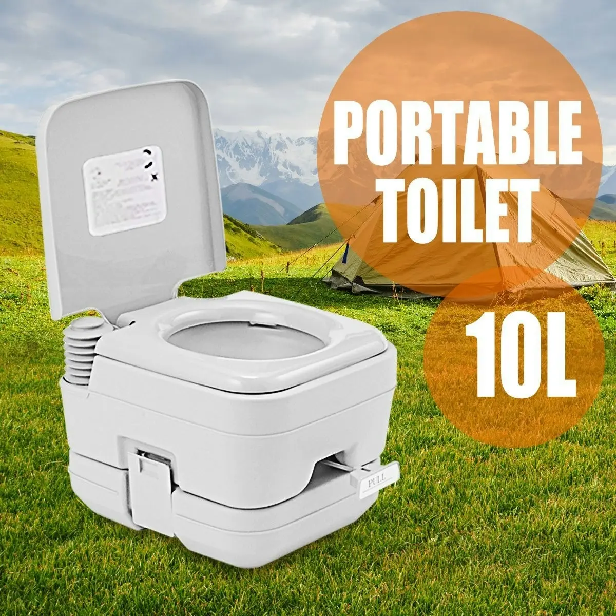 Ausway Porta Potty Seat with Piston Pump Flush Gray 10L