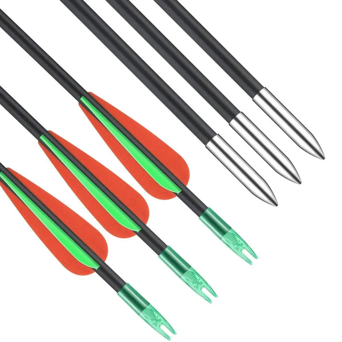 Ausway 10x Fiberglass Arrows 76.2cm Archery Target Shooting Practice 18-42lb Compound Recurve Bow Youth Beginners Dia. 6mm