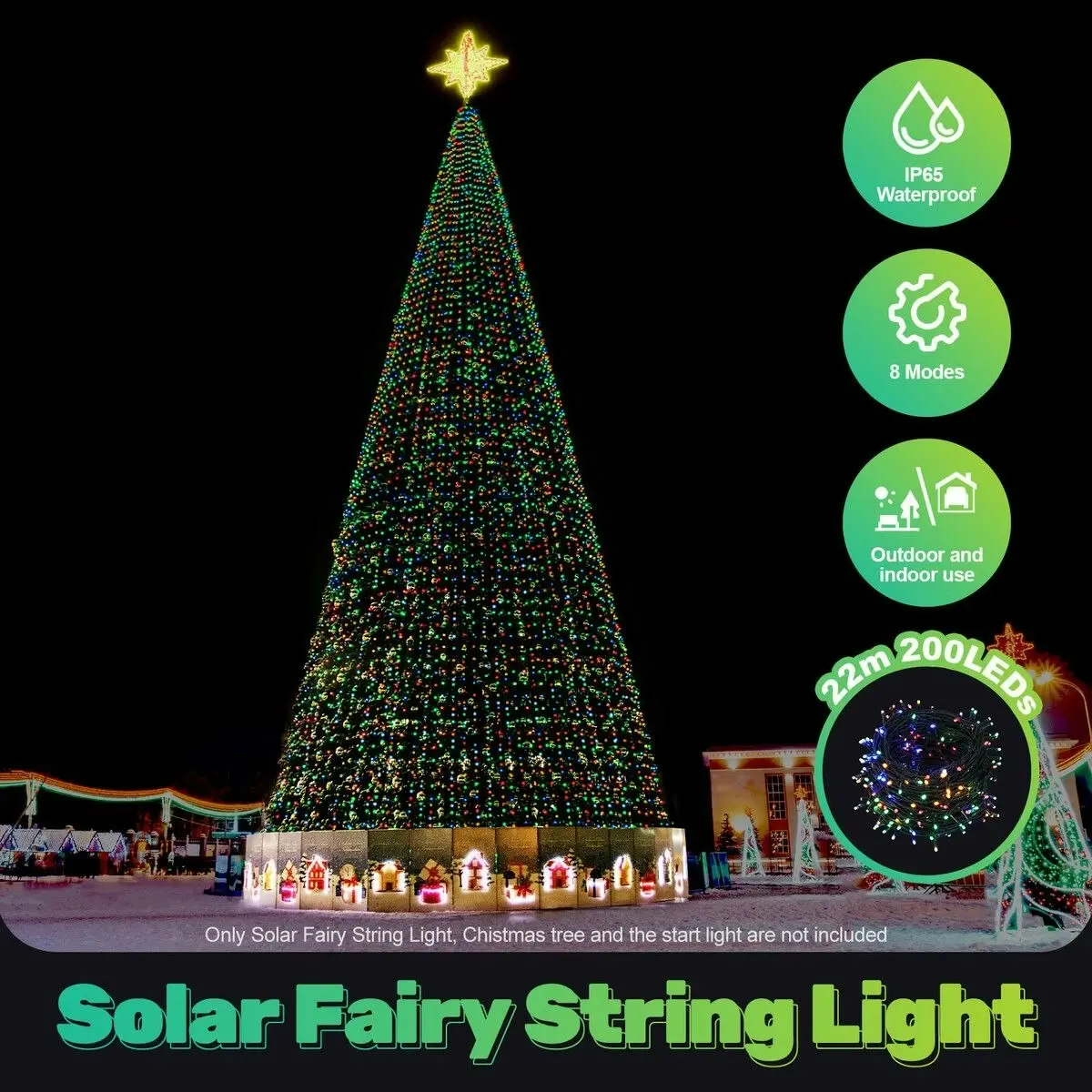 Ausway Solar Fairy String Light LED Xmas Falling Tree Decoration Christmas Garden Bedroom Waterproof Outdoor Indoor