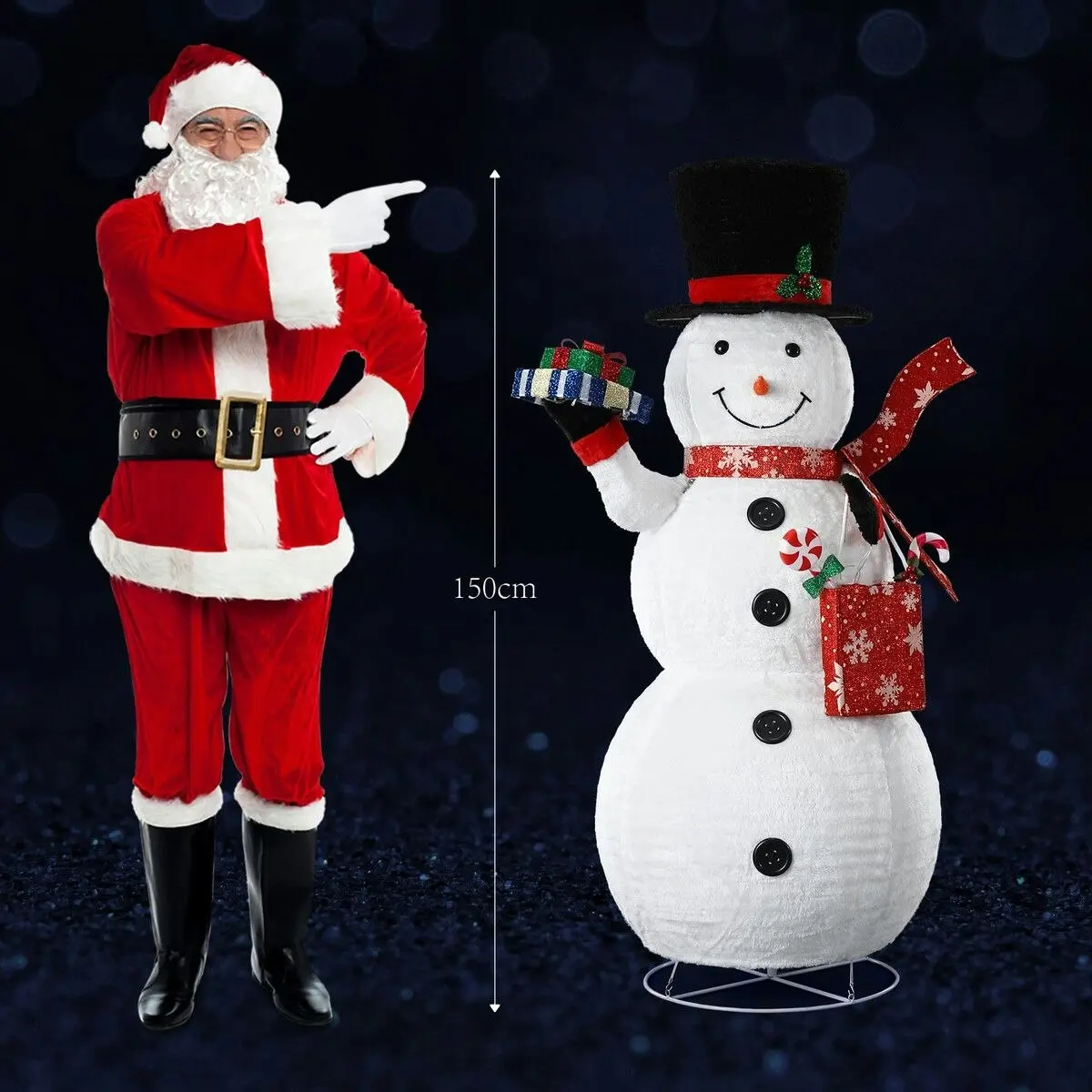 Solight Snowman Christmas Light 150cm 3D Xmas Figure 200 LED String Fairy Decor Lighted Home Outdoor Decoration Ornament Gift Boxes Bag Foldable