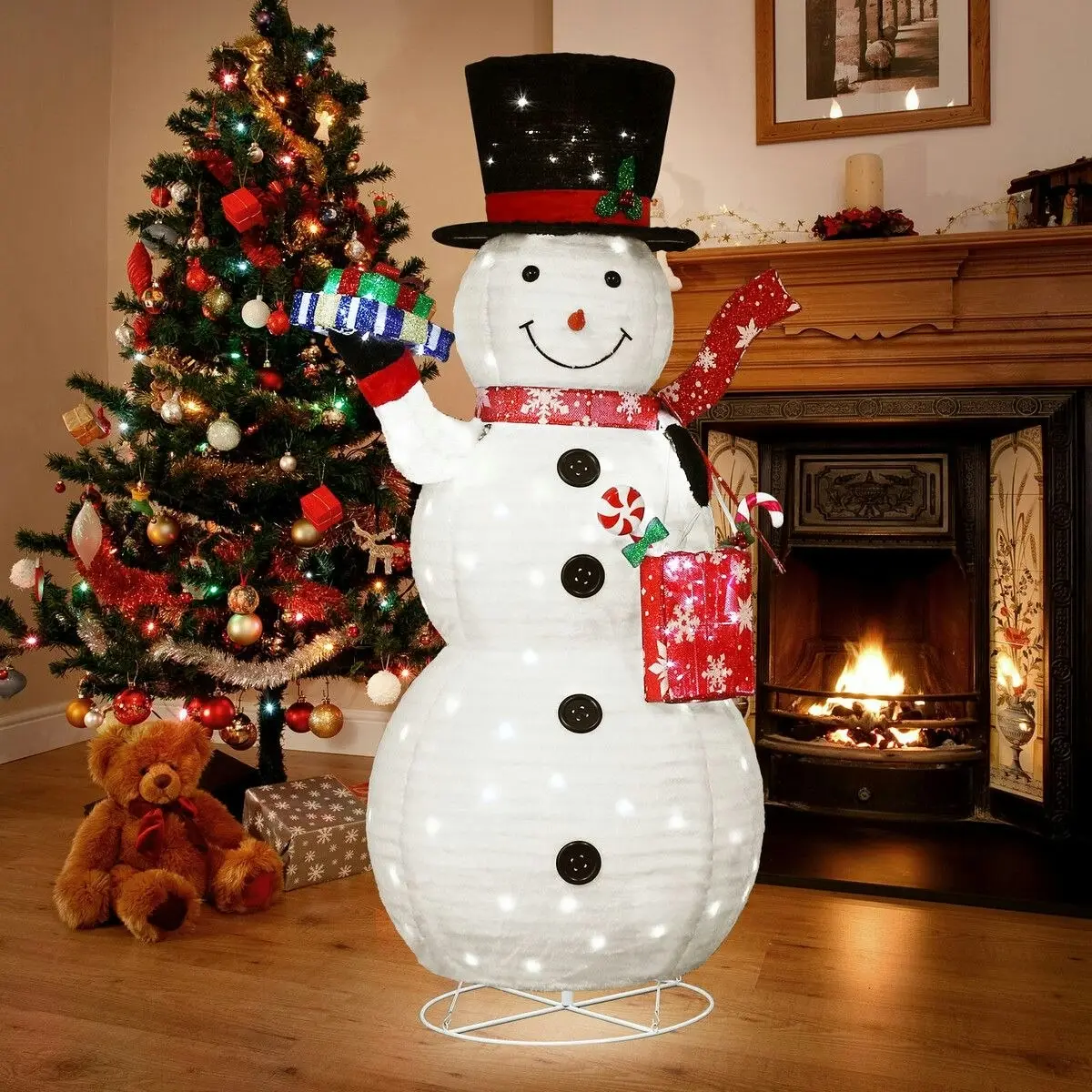 Solight Snowman Christmas Light 150cm 3D Xmas Figure 200 LED String Fairy Decor Lighted Home Outdoor Decoration Ornament Gift Boxes Bag Foldable