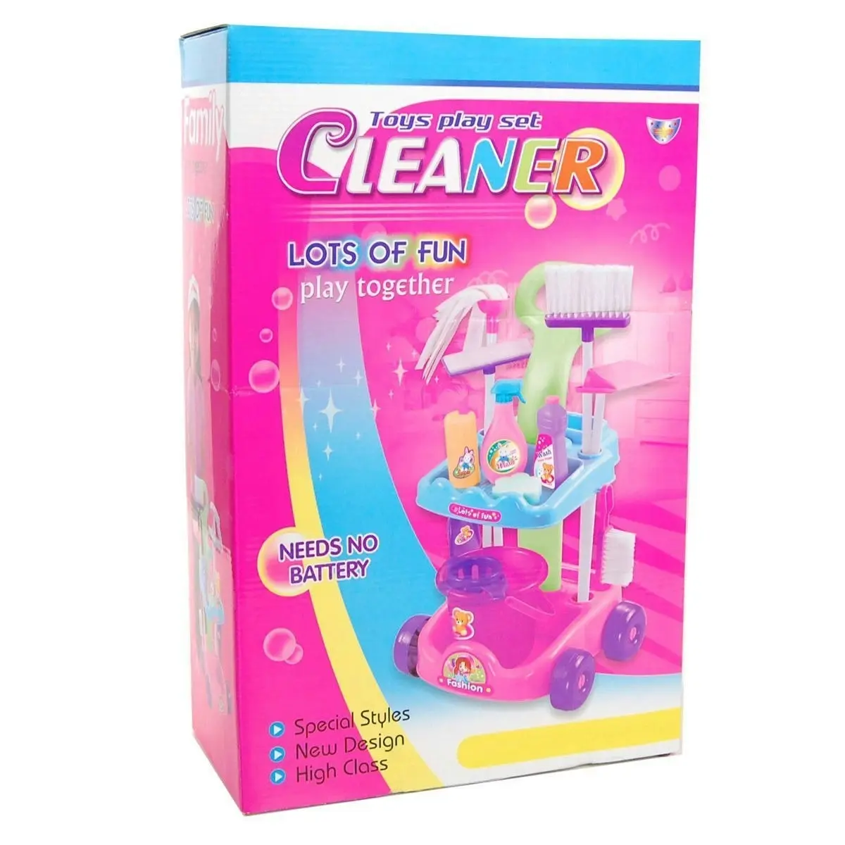 Ausway Multi Coloured Cleaning Trolley Kids Cleaner Play Set with Accessories