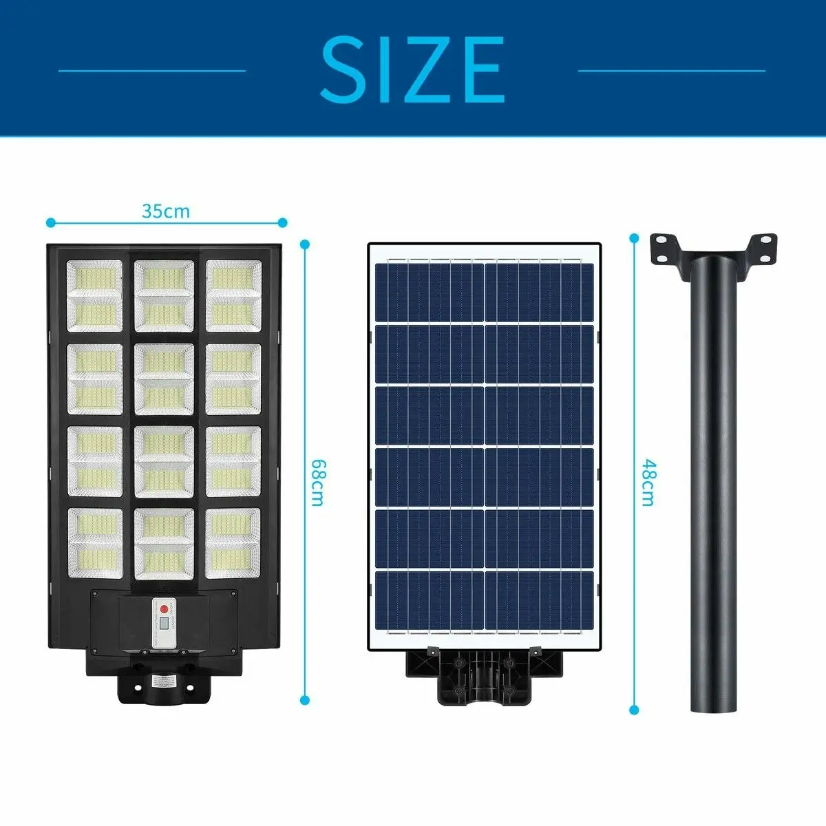 Ausway 1000W Commercial LED Solar Street Light Road Lamp Motion Sensor Remote Outdoor Garden Wall Dusk To Dawn Patio Parking Lot Flood Pole Waterproof