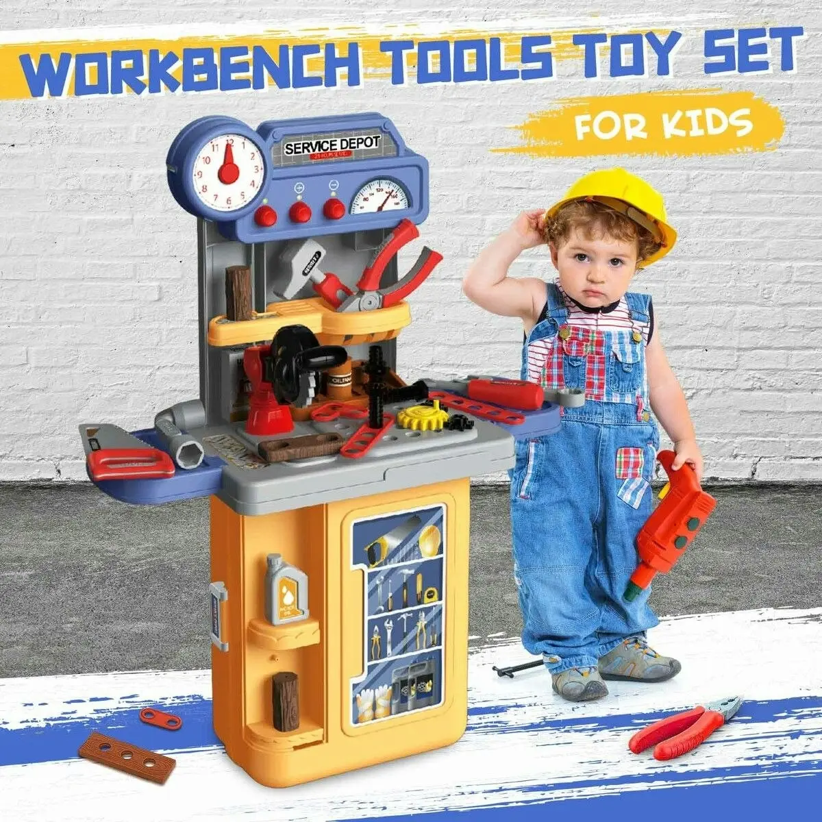 Ausway Kids Workbench Tool Bench Construction Toy Set Mobile 39pcs Educational Builder Pretend Role Play Gift for Children Toddlers boys