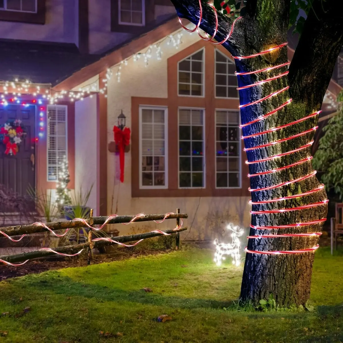 Ausway Solar Rope Lights Outdoor Waterproof LED 100pcs String Lighting Candy Colour Decoration Holiday Christmas Party Home