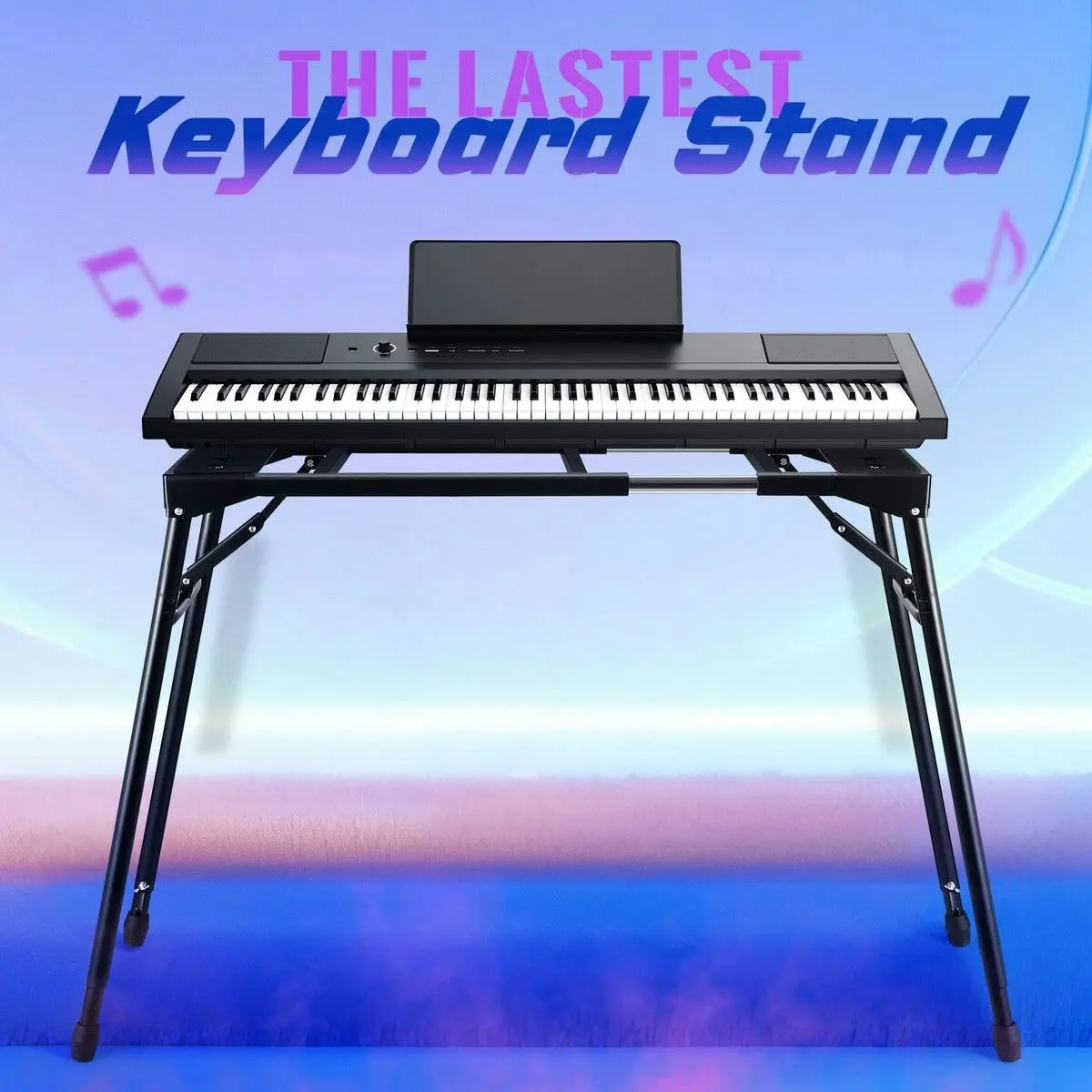 Melodic Keyboard Stand Piano Music Collapsible Adjustable Portable Heavy Duty 54 to 88 Key Musical Table Black