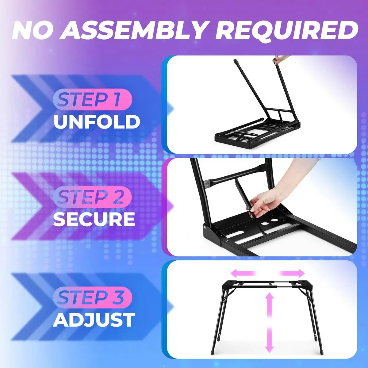 Melodic Keyboard Stand Piano Music Collapsible Adjustable Portable Heavy Duty 54 to 88 Key Musical Table Black