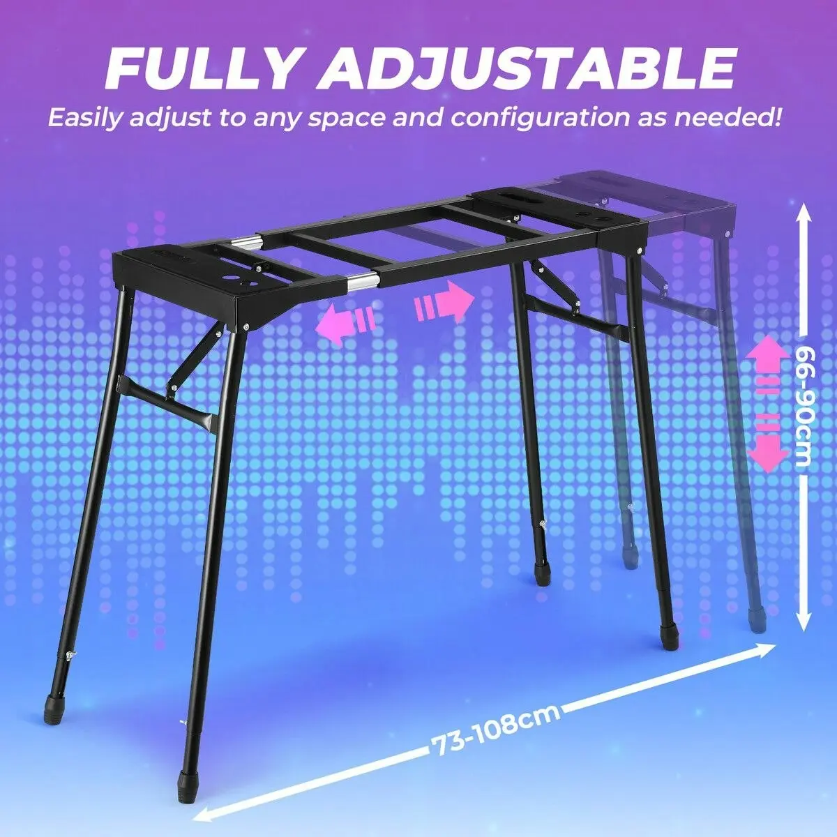 Melodic Keyboard Stand Piano Music Collapsible Adjustable Portable Heavy Duty 54 to 88 Key Musical Table Black