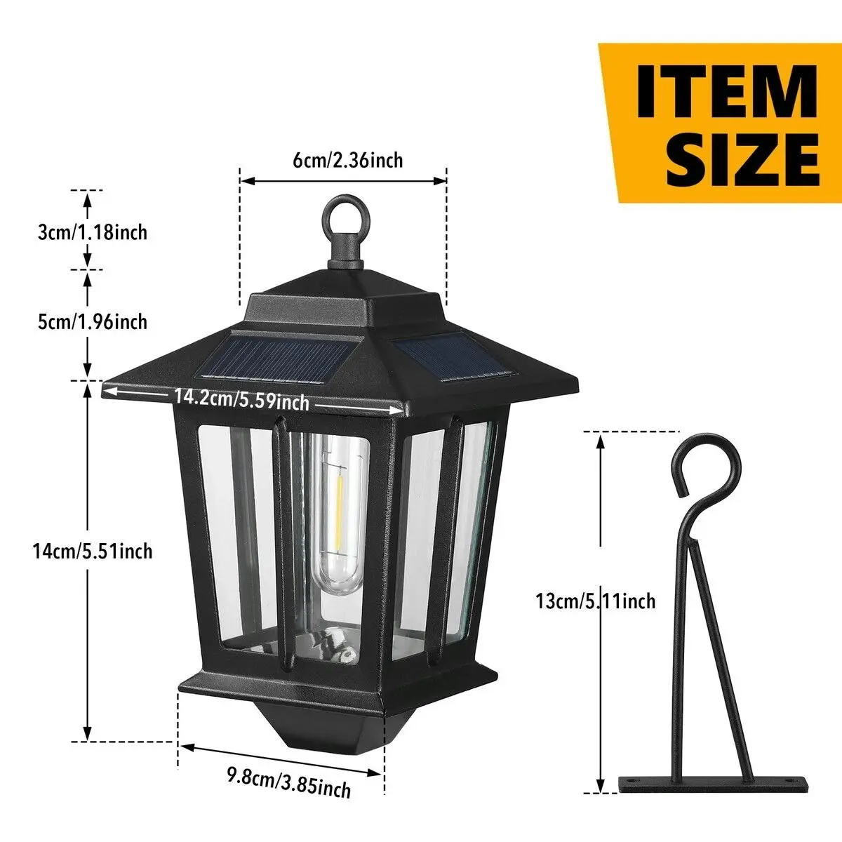 Ausway Solar Outdoor Wall Light Sconce Hanging Lantern Garden Outside Lamp Patio Fence Porch Waterproof with Light Sensor 2PCS