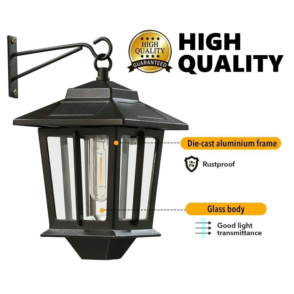 Ausway Solar Outdoor Wall Light Sconce Hanging Lantern Garden Outside Lamp Patio Fence Porch Waterproof with Light Sensor 2PCS