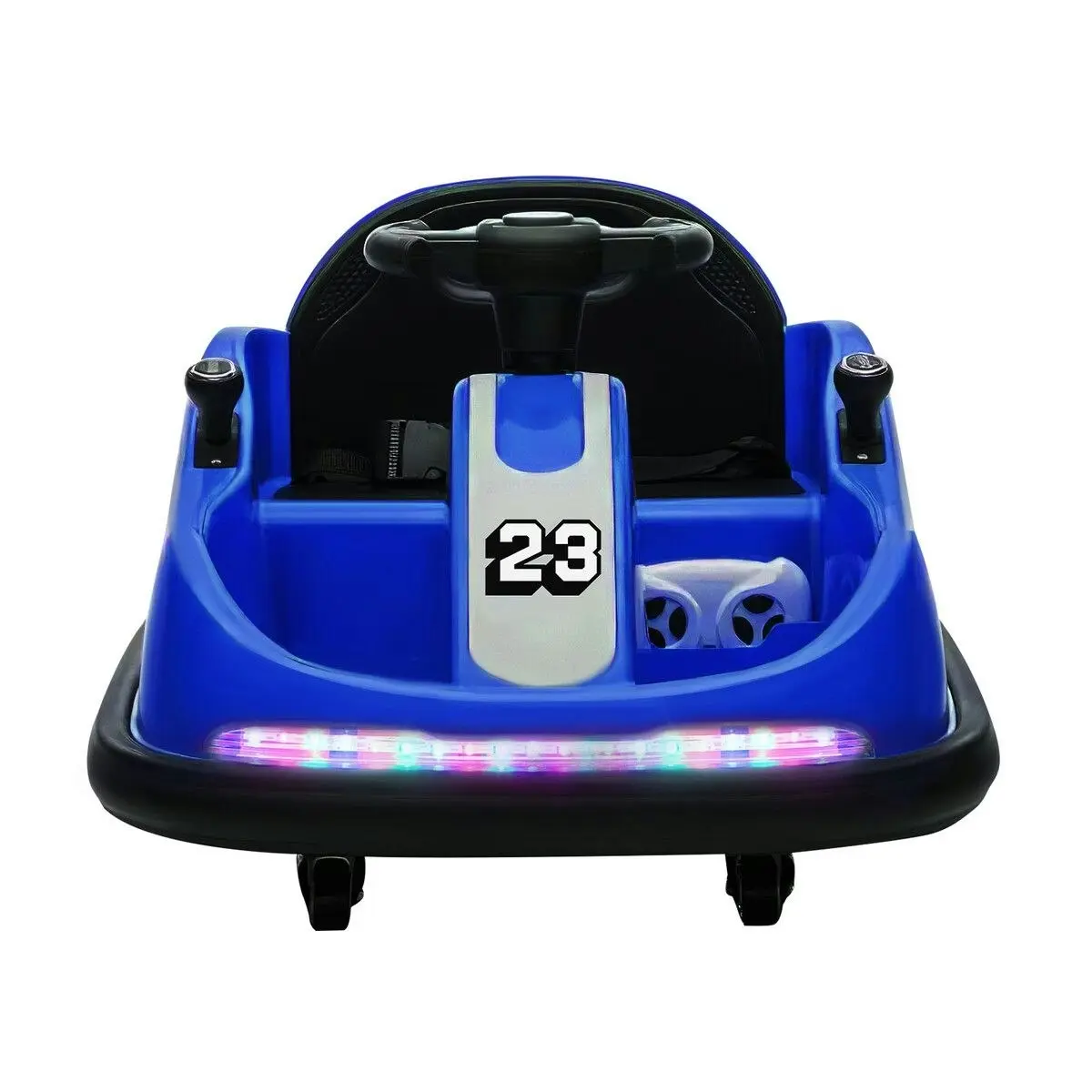 Kidbot Bumper Car With Remote Control Electric Kids Ride On Toy Race Vehicle Music LED DIY Sticker 360 Degree Spin Twin Motor Blue