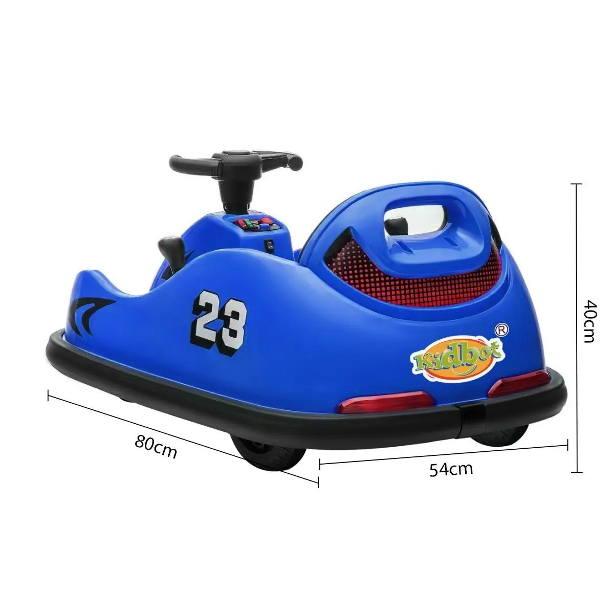 Kidbot Bumper Car With Remote Control Electric Kids Ride On Toy Race Vehicle Music LED DIY Sticker 360 Degree Spin Twin Motor Blue