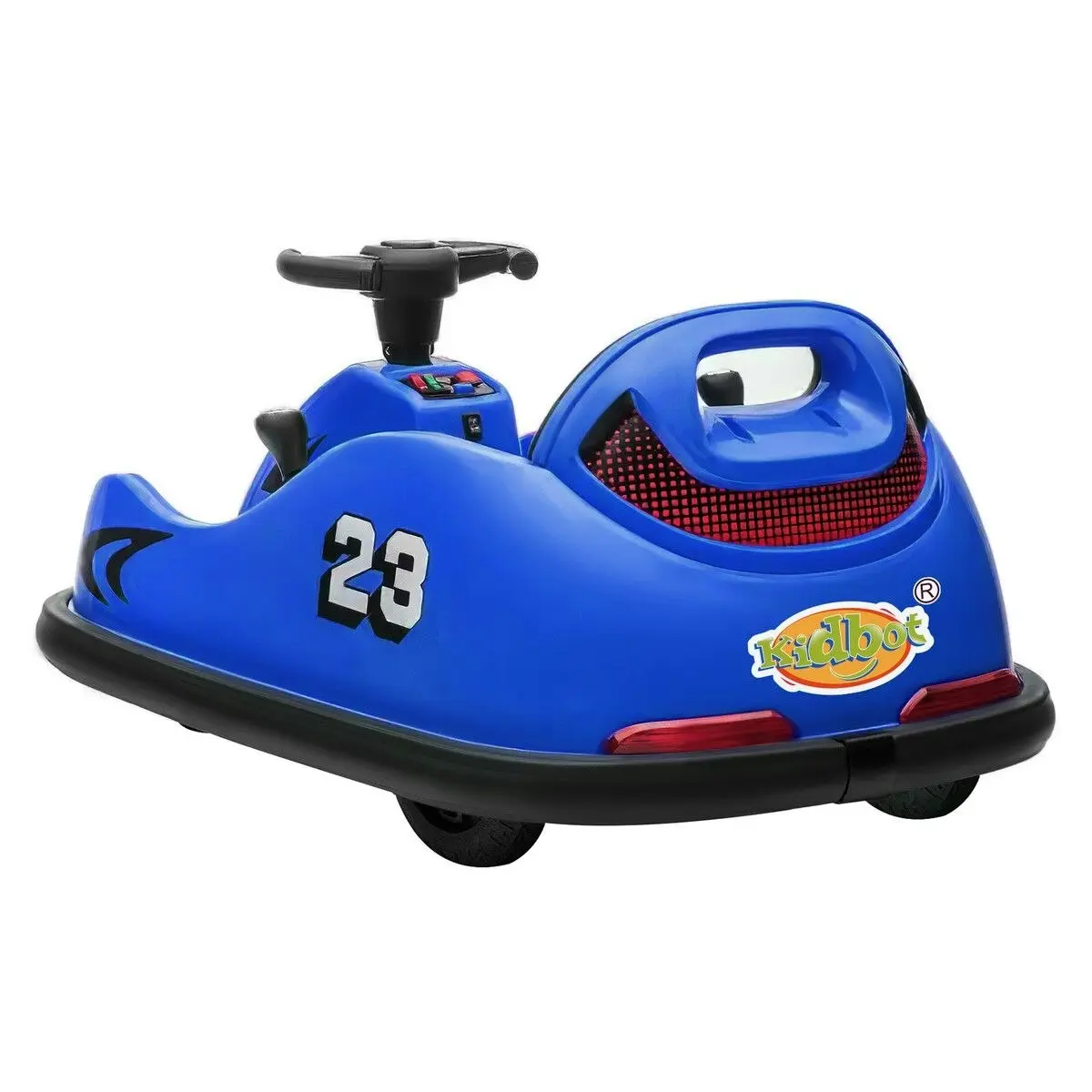 Kidbot Bumper Car With Remote Control Electric Kids Ride On Toy Race Vehicle Music LED DIY Sticker 360 Degree Spin Twin Motor Blue