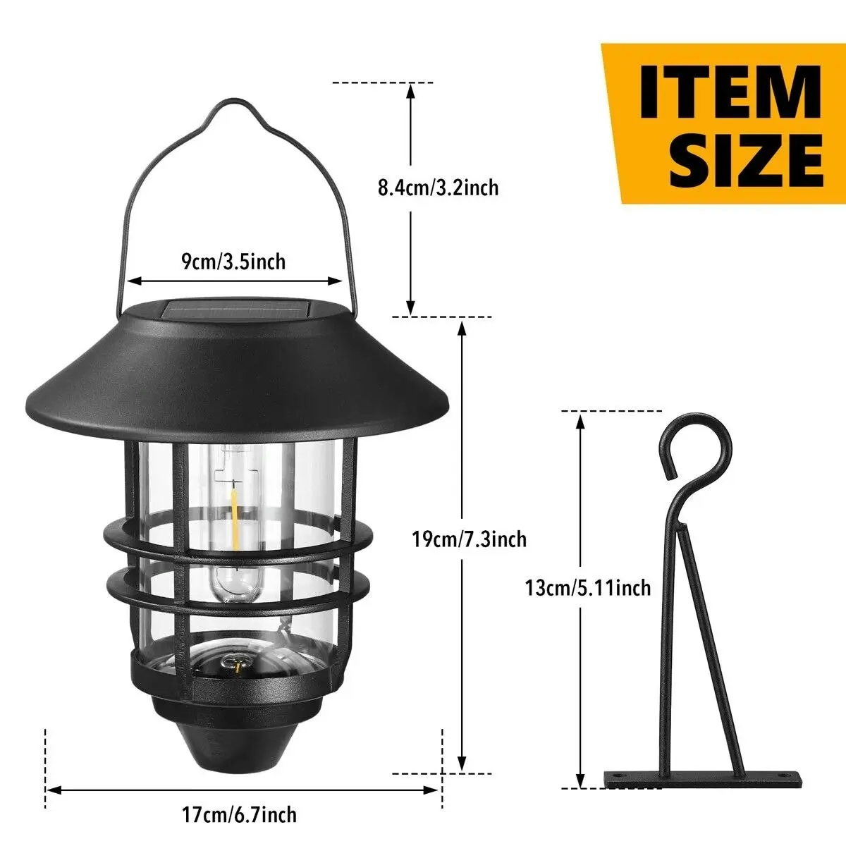 Ausway Outdoor Solar Wall Light Lantern Sconce Hanging Garden Lamp Outside Patio Fence Porch Waterproof with Light Sensor 2PCS