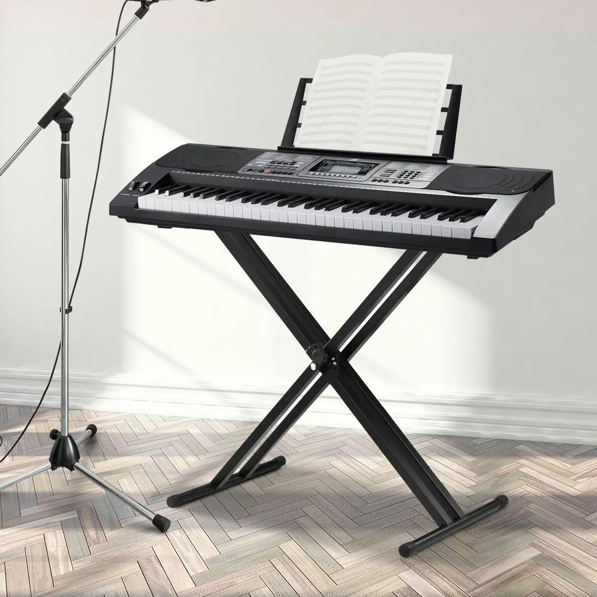 Melodic  X Style Keyboard Stand Double Braced Music Piano Holder Folding Adjustable Height