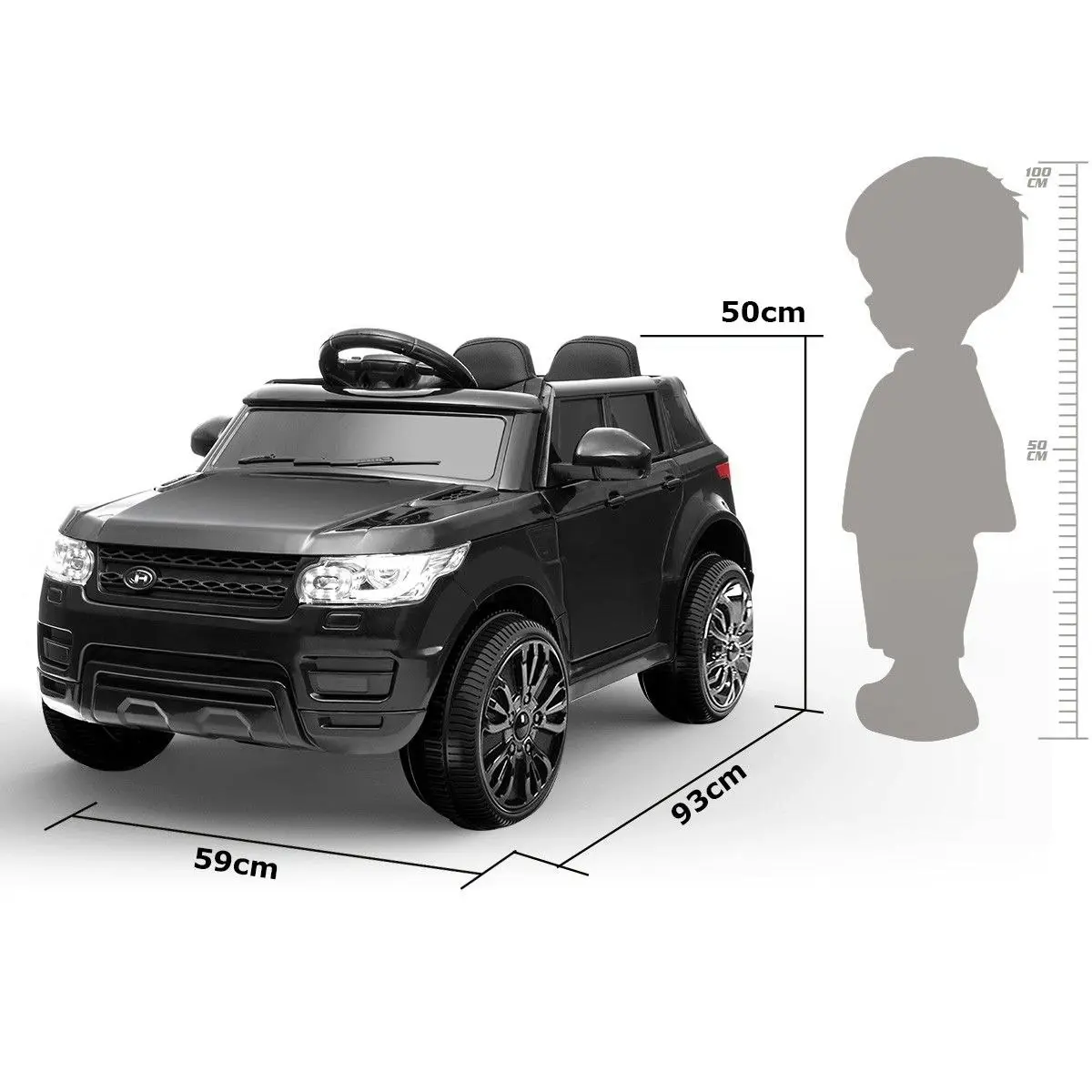 Ausway Dual Door Remote Kids Ride On Car with Safety Belt-Black