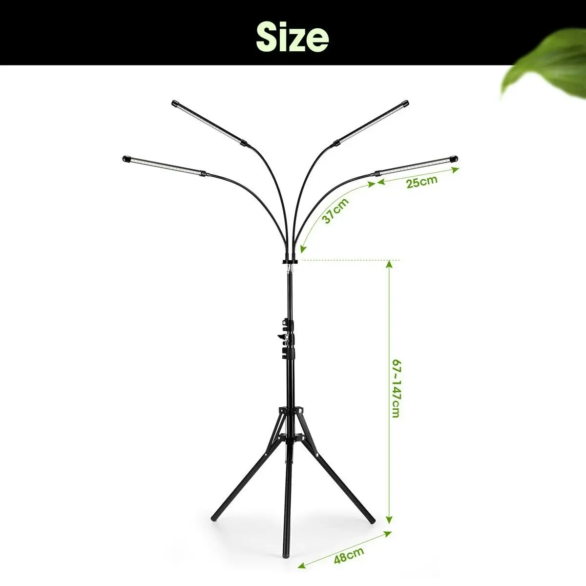 Ausway LED Plant Grow Light Full Spectrum Indoor Flower Growing Lamp 4 Heads 80 LEDs Height Adjustable Tripod Stand Auto Timer